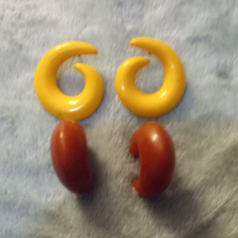 Yellow and Red Swirl Earrings